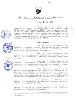 Resolución Jefatural N° 151-1995/AGN/J