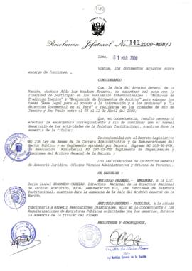 Resolución Jefatural N° 140-2000/AGN/J