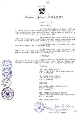 Resolución Jefatural N° 126-1988/AGN/J