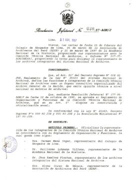 Resolución Jefatural N° 039-1997/AGN/J