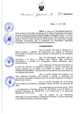 Resolución Jefatural N° 328-2004-AGN/J