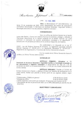 Resolución Jefatural N° 364-2005-AGN/J