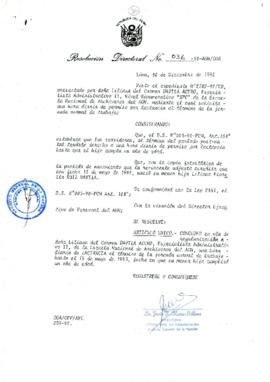Resolución Directoral N° 036-92-AGN/OGA