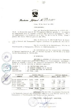Resolución Jefatural N° 124-1991/AGN/J