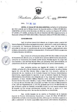 Resolución Jefatural N° 401-2012-AGN/J