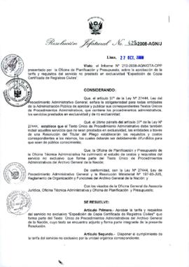 Resolución Jefatural N° 425-2008-AGN/J