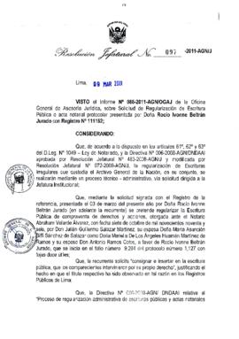Resolución Jefatural N° 097-2011-AGN/J
