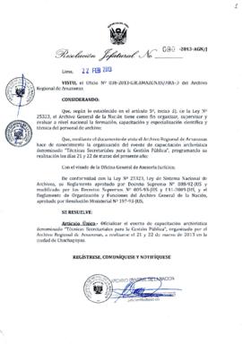 Resolución Jefatural N° 090-2013-AGN/J