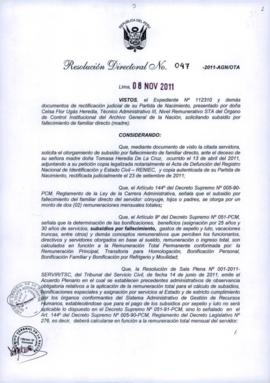 Resolución Directoral N° 047-2011-AGN/OTA