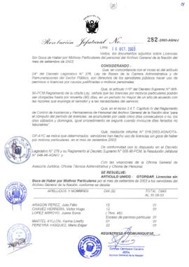 Resolución Jefatural N° 282-2003-AGN/J