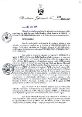 Resolución Jefatural N° 231-2012-AGN/J