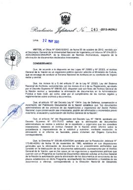 Resolución Jefatural N° 243-2013-AGN/J