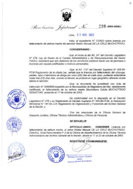 Resolución Jefatural N° 298-2003-AGN/J