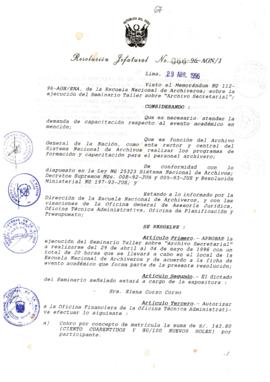 Resolución Jefatural N° 066-1996/AGN/J