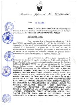 Resolución Jefatural N° 330-2004-AGN/J