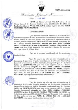 Resolución Jefatural N° 050-2005-AGN/J