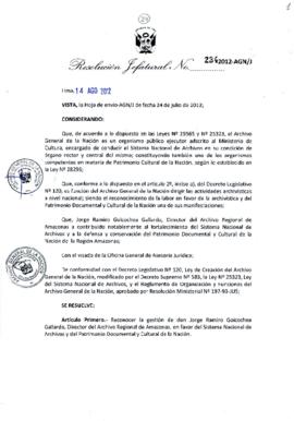 Resolución Jefatural N° 234-2012-AGN/J