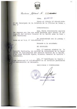 Resolución Jefatural N° 055-1985/AGN/J