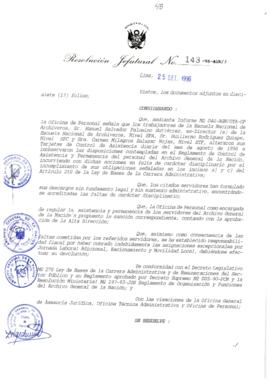 Resolución Jefatural N° 143-1996/AGN/J