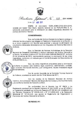 Resolución Jefatural N° 115-2011-AGN/J