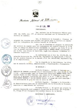 Resolución Jefatural N° 234-1991/AGN/J
