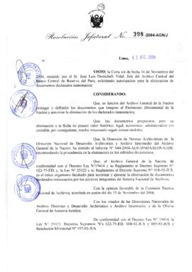 Resolución Jefatural N° 398-2004-AGN/J