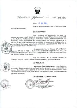 Resolución Jefatural N° 539-2009-AGN/J