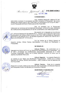 Resolución Jefatural N° 318-2005-AGN/J