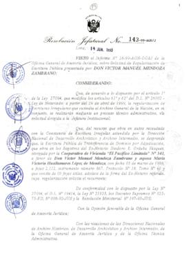 Resolución Jefatural N° 143-1999/AGN/J