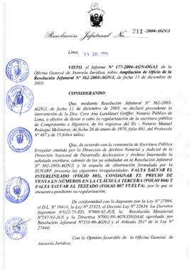 Resolución Jefatural N° 211-2004-AGN/J