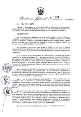 Resolución Jefatural N° 199-2019-AGN/J