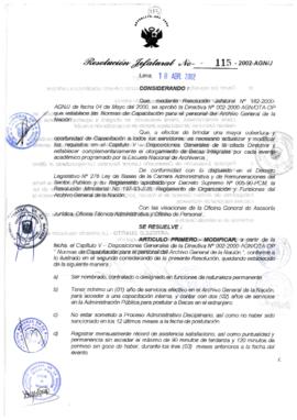Resolución Jefatural N° 115-2002/AGN/J