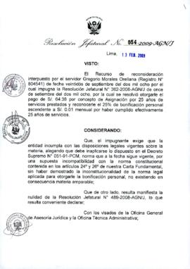 Resolución Jefatural N° 054-2009-AGN/J