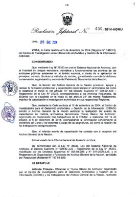 Resolución Jefatural N° 450-2014-AGN/J