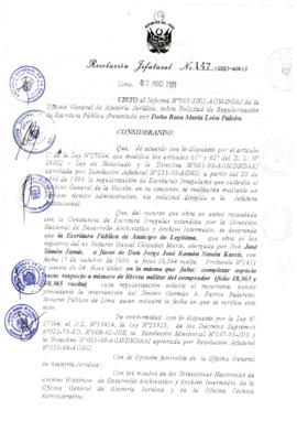 Resolución Jefatural N° 147-2001/AGN/J
