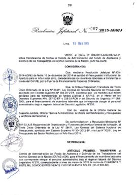 Resolución Jefatural N° 067-2015-AGN/J