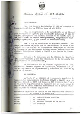 Resolución Jefatural N° 027-1985/AGN/J