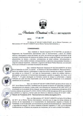 Resolución Directoral N° 015-2017-AGN/OTA