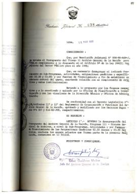 Resolución Jefatural N° 038-1986/AGN/J