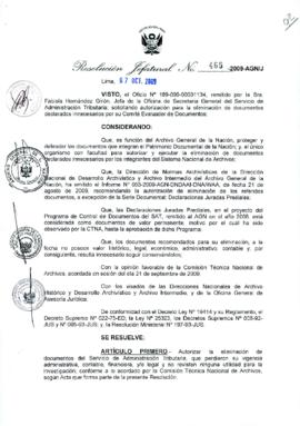 Resolución Jefatural N° 465-2009-AGN/J