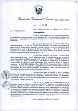 Resolución Directoral N° 054-2013-AGN/OTA