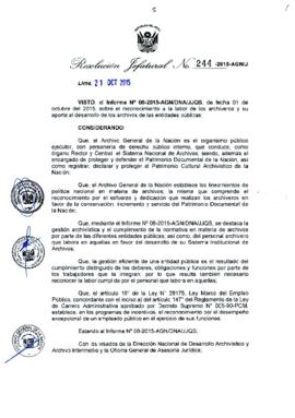 Resolución Jefatural N° 244-2015-AGN/J