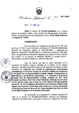 Resolución Jefatural N° 011-2011-AGN/J