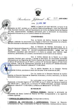 Resolución Jefatural N° 517-2007-AGN/J