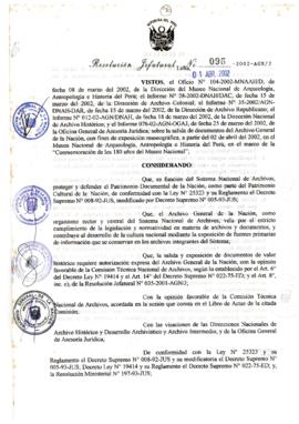 Resolución Jefatural N° 096-2002/AGN/J