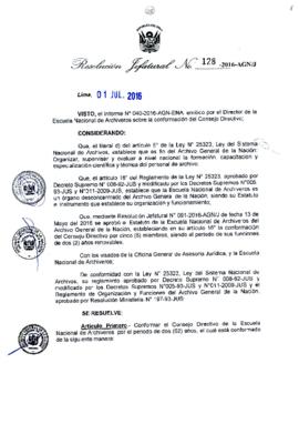 Resolución Jefatural N° 128-2016-AGN/J
