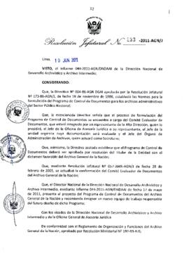 Resolución Jefatural N° 233-2011-AGN/J