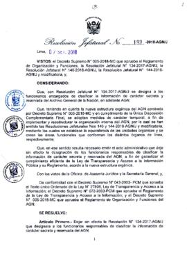 Resolución Jefatural N° 199-2018-AGN/J