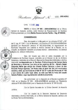 Resolución Jefatural N° 468-2009-AGN/J