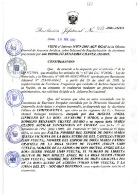 Resolución Jefatural N° 102-2003-AGN/J